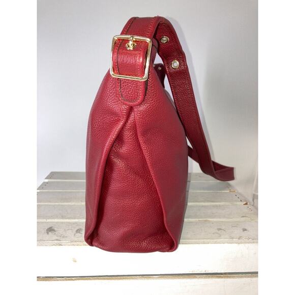 COACH 35775, LARGE RED PEBBLED LEATHER CROSSBODY BAG - Picture 3 of 16